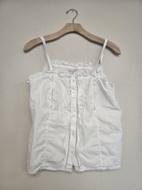 Vintage Y2K White Ruffle Lace Cami Top Cottagecore Coquette